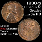 1930-p Lincoln Cent 1c Grades Choice Unc RB