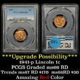 PCGS 1941-p Lincoln Cent 1c Graded ms66 RD By PCGS