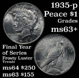 1935-p Peace Dollar $1 Grades Select+ Unc