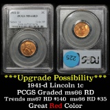 PCGS 1941-d Lincoln Cent 1c Graded ms66 RD By PCGS