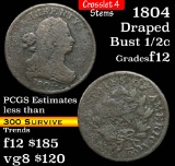 1804 Crosslet 4 w/stems Draped Bust Half Cent 1/2c Grades f, fine