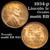 1934-p Lincoln Cent 1c Grades GEM+ Unc RB