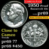 TOP POP! 1950 Proof Roosevelt Dime 10c Graded GEM++ Proof by USCG Possibly finest known (fc)
