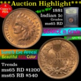 ***Auction Highlight*** 1881 Indian Cent 1c Graded GEM Unc RD by USCG (fc)