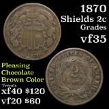 1870 2 Cent Piece 2c Grades vf++