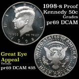 1998-s Silver Proof Kennedy Half Dollar 50c Grades GEM++ Proof Deep Cameo