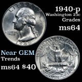 1940-p Washington Quarter 25c Grades Choice Unc