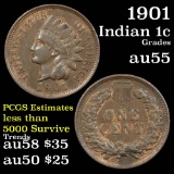 1901 Indian Cent 1c Grades Choice AU