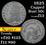 1825 Capped Bust Half Dollar 50c Grades f+