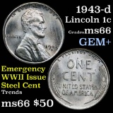 1943-d Lincoln Cent 1c Grades GEM+ Unc