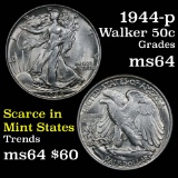 1944-p Walking Liberty Half Dollar 50c Grades Choice Unc