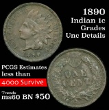 1890 Indian Cent 1c Grades Unc Details