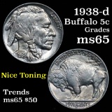 1938-d Buffalo Nickel 5c Grades GEM Unc