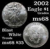 2002 Silver Eagle Dollar $1 Grades GEM+++ Unc