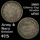 1863 Liberty Cap Army & Navy  Civil War Token Grades xf+