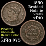 1850 Braided Hair Large Cent 1c Grades xf