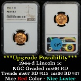 NGC 1944-d Lincoln Cent 1c Graded ms66 RD By NGC