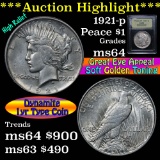 ***Auction Highlight*** 1921-p Peace Dollar $1 Graded Choice Unc by USCG (fc)