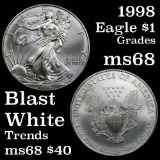 1998 Silver Eagle Dollar $1 Grades GEM+++ Unc