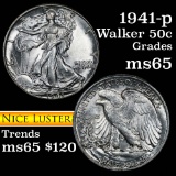 1941-p Walking Liberty Half Dollar 50c Grades GEM Unc