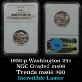 NGC 1956-p Washington Quarter 25c Graded ms66 By NGC