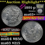 Much better date 1891-p Morgan Dollar $1 Graded Select+ Unc by USCG (fc)