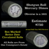 Full roll Mercury Dimes better dates 1921 on one end 10c Grades circulated