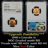 NGC 1949-s Lincoln Cent 1c Graded ms66 RD By NGC