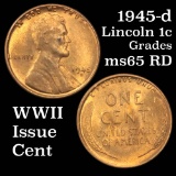 1945-d Lincoln Cent 1c Grades GEM Unc RD