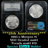 NGC 1885-o Morgan Dollar $1 Graded ms63 By NGC