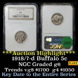 ***Auction Highlight*** NGC 1918/7-d Buffalo Nickel 5c Graded g6 By NGC (fc)