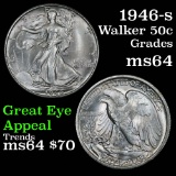 1946-s Walking Liberty Half Dollar 50c Grades Choice Unc