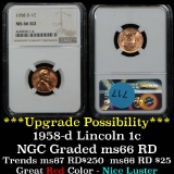 NGC 1958-d Lincoln Cent 1c Graded ms66 RD By NGC