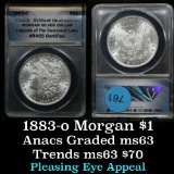 ANACS 1883-o Morgan Dollar $1 Graded ms63 By Anacs
