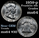 1959-p Franklin Half Dollar 50c Grades Choice Unc