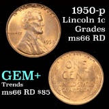 1950-p Lincoln Cent 1c Grades GEM+ Unc RD