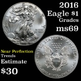 2016 Silver Eagle Dollar $1 Grades ms69