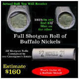 Full roll of Buffalo Nickels, 1925 & 'd' Mint Ends Grades circulated