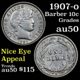 1865 Barber Dime 10c Grades AU, Almost Unc