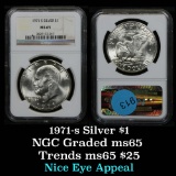 NGC 1971-s Brown Ike Silver Brown Eisenhower 'Ike' dollar $1 Graded ms65 By NGC