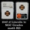 NGC 1947-d Lincoln Cent 1c Graded ms65 RD By NGC