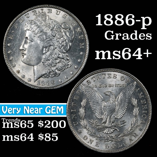 1886-p Morgan Dollar $1 Grades Choice+ Unc