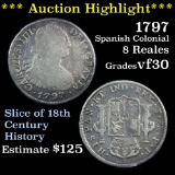 ***Auction Highlight*** 1797 KM# 109 Spanish Colony 8 Reales Grades vf++ (fc)