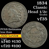 1834 Classic Head half cent 1/2c Grades vf++
