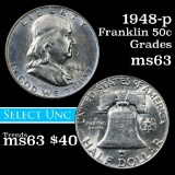 1948-p Franklin Half Dollar 50c Grades Select Unc