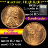 ***Auction Highlight*** 1928-p Lincoln Cent 1c Graded GEM+ Unc RD by USCG (fc)