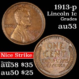 1913-p Lincoln Cent 1c Grades Select AU