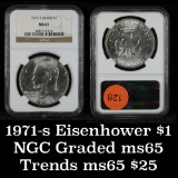 NGC 1971-s Silver Eisenhower Dollar $1 Graded ms65 By NGC