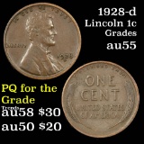 1928-d Lincoln Cent 1c Grades Choice AU