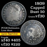 1809 Capped Bust Half Dollar 50c Grades vf++ (fc)
